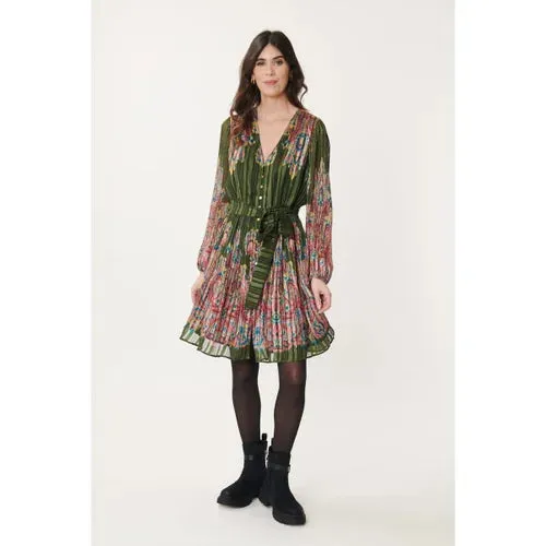 Albertine plisse Dress - Olive