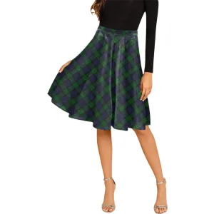 Black Watch Tartan Melete Pleated Midi Skirt