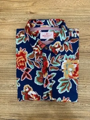 Brooksfield Navy Floral Print Short Sleeve