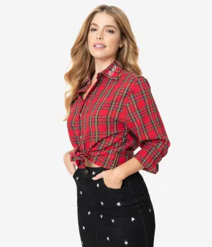 Cakeworthy Red Plaid Mickey Flannel