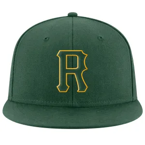 Custom Green Green-Gold Stitched Adjustable Snapback Hat