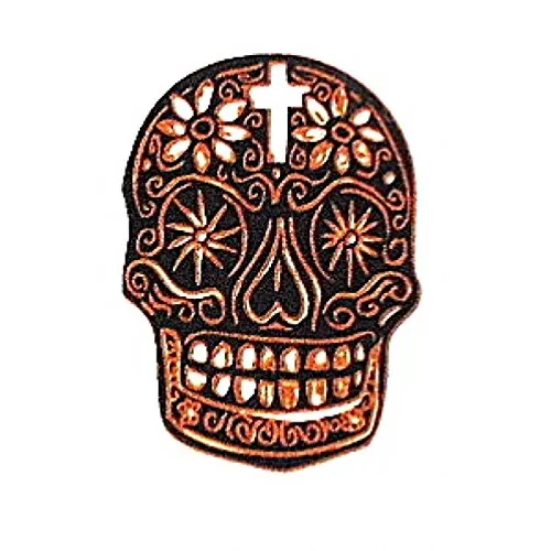 Day of the Dead Skull Gold Metallic & Black Fusing Enamel Decal