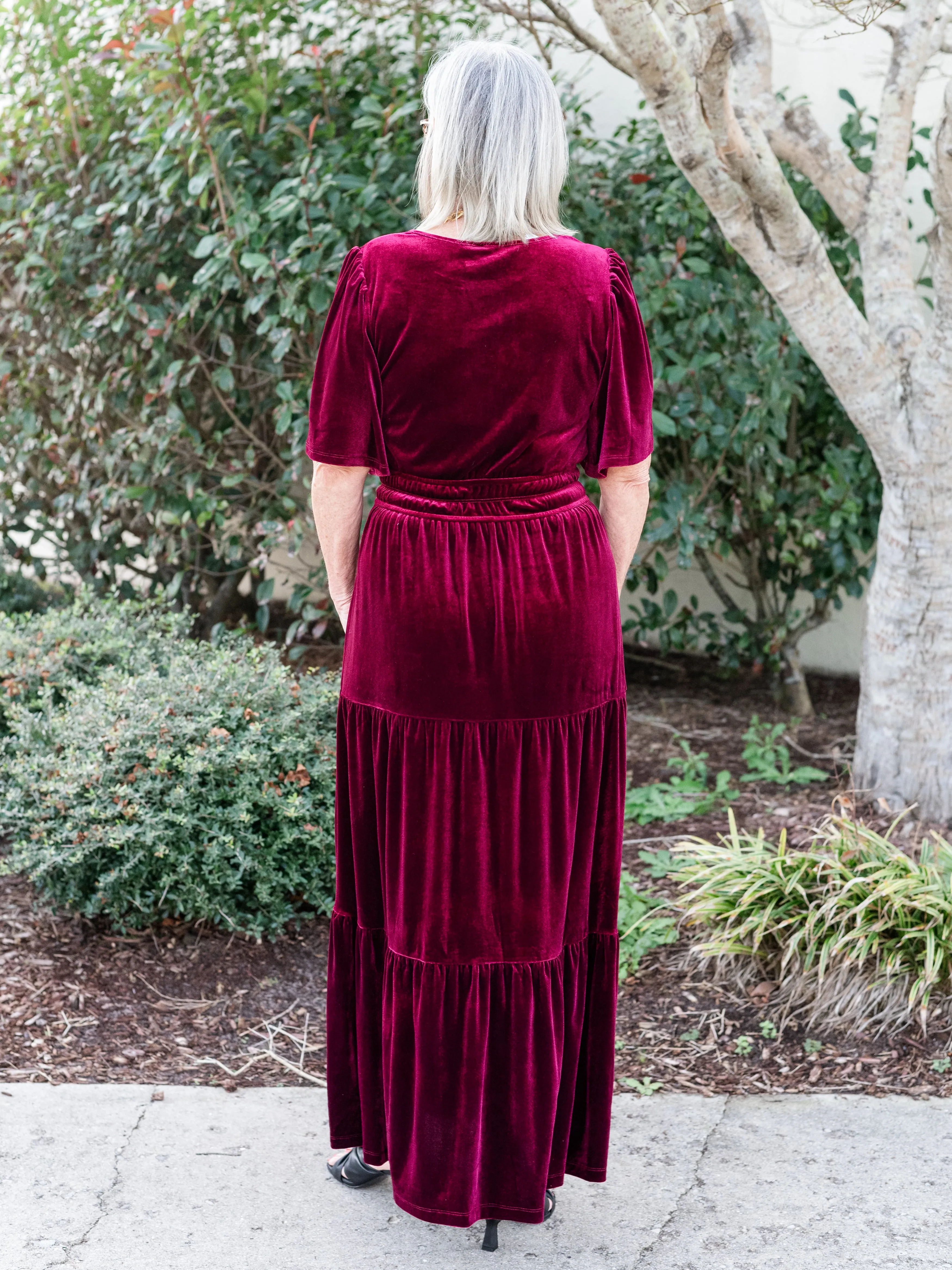 Debbie Velvet Tiered Maxi Dress by Sugarlips