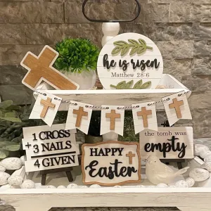 essential Easter Savings Clearance! PRETXORVE Easter Tiered Tray Decorations Set, Spring Tiered Tray Decorations Set, Wooden Easter Tiered Tray Decor, Sign Tiered Tray, Easter Home Decoration Ornament Easter Tray Decor A Easter