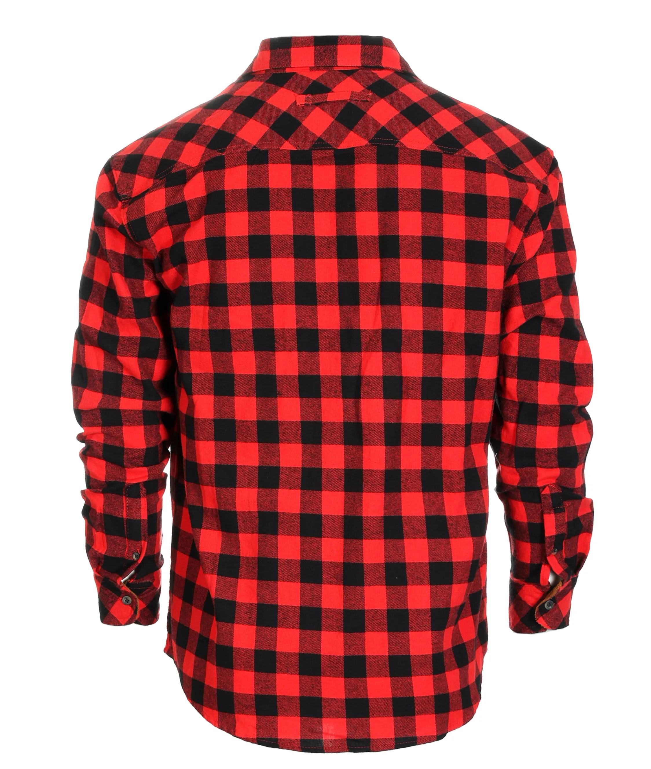 Gioberti Men's Black / Red Checkered 100% Cotton Brushed Flannel Plaid Checkered Shirt with Corduroy Contrast