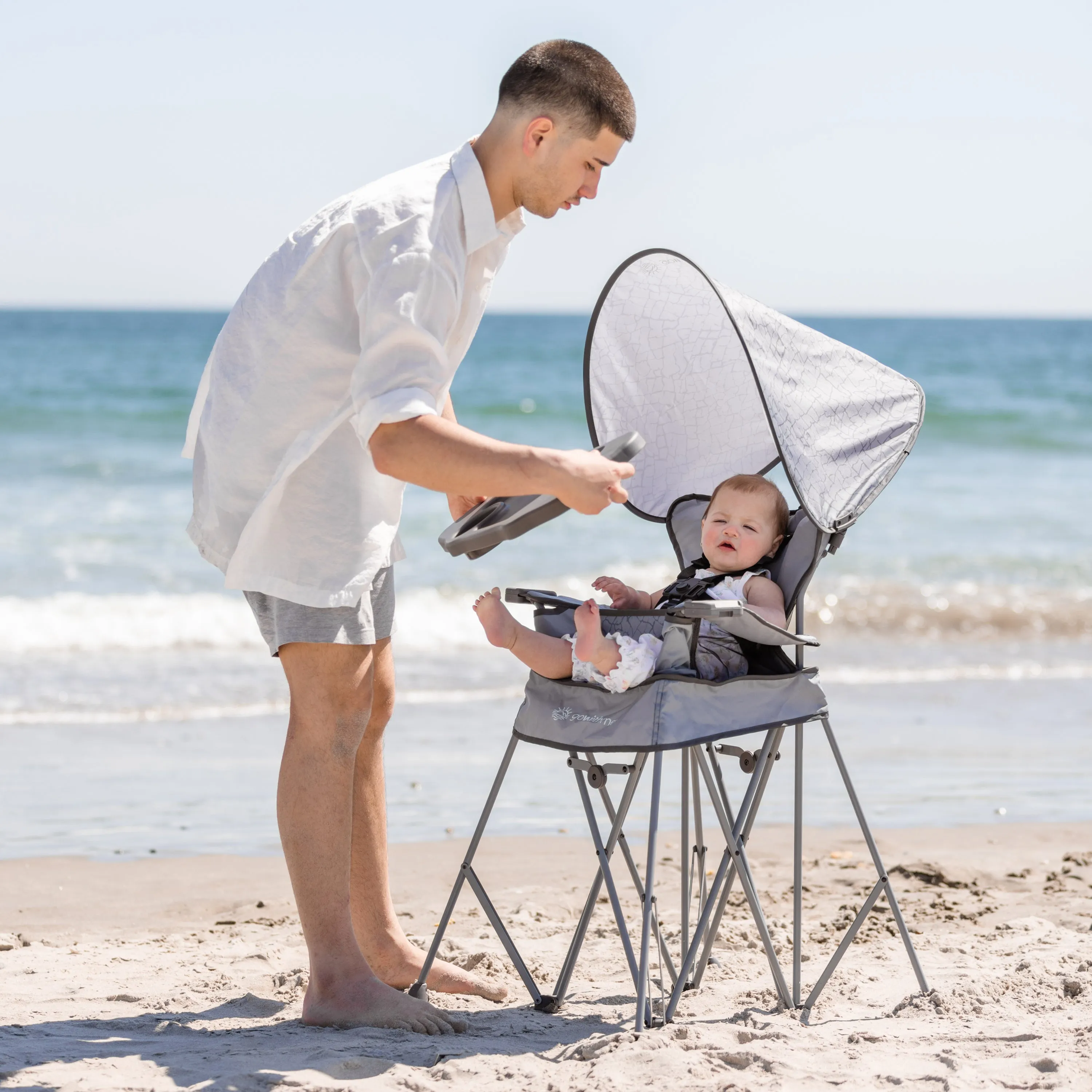 Go With Me® Uplift Deluxe Portable High Chair with Canopy - Elephant Grey