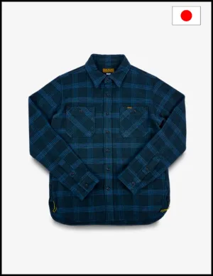 Iron Heart IHSH 408 12oz Slubby Heavy Flannel Check Work Shirt - Black