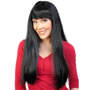 Long Straight Wig with Fringe - Black