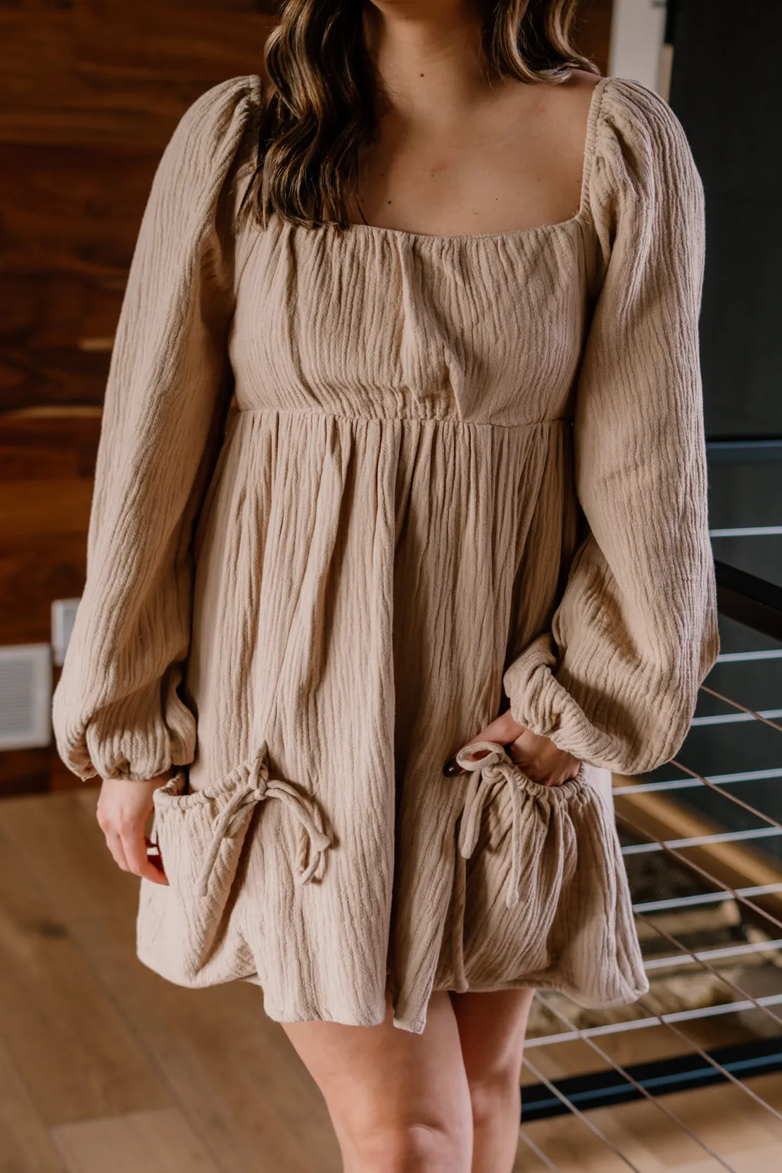 Palmer Tiered Mini Dress | Taupe