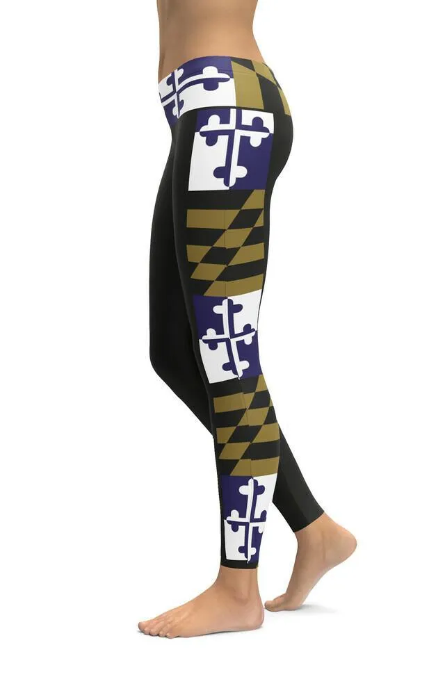 Purple & Gold Maryland Flag / Yoga Leggings