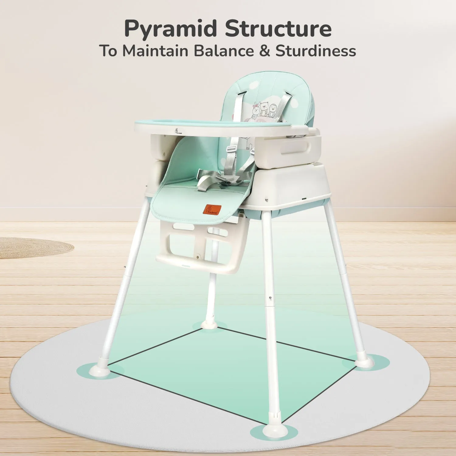 R for Rabbit Sea Green Truffle Premium High Chair for Kids