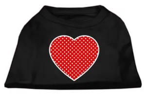 Red Swiss Dot Heart Screen Print Shirt Black XXXL (20)