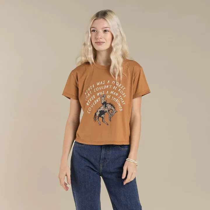 Sendero NEVER WAS A HORSE WOMEN'S CROP TEE  - MEERKAT