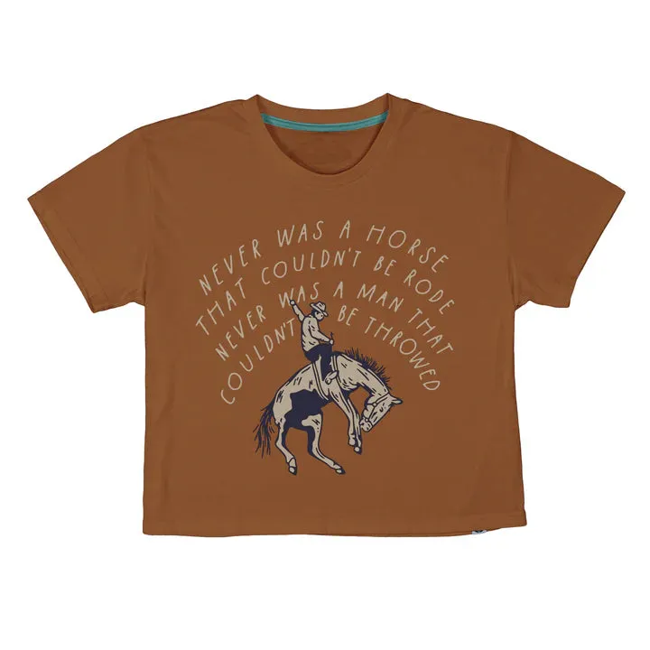 Sendero NEVER WAS A HORSE WOMEN'S CROP TEE  - MEERKAT