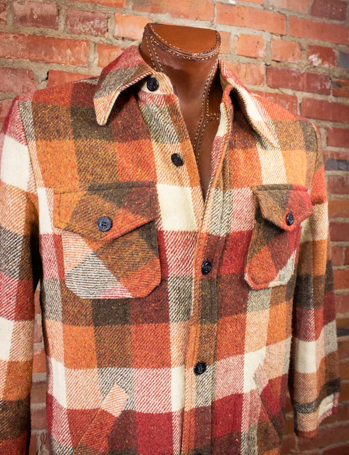 Vintage Sears Plaid Flannel Shirt 70s XL